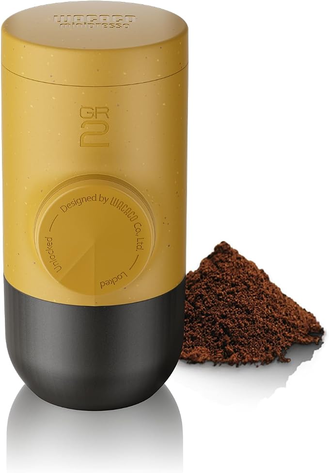 WACACO Minipresso GR2, Portable Espresso Maker Compatible Ground Coffee, Espresso Machine 18 Bar Manually Operated (Golden Ochre) by WACACO