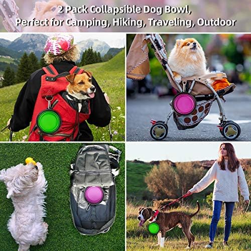 Kytely Large Collapsible Dog Bowls 2 Pack, 34oz Foldable Dog Travel Bowl, Portable Pet Water Food Bowl with Clasp, Pet Cat Feeding Cup Dish for Traveling, Walking, Hiking (Green+Purple) - Image 4