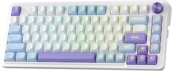 Redragon K673 PRO Wireless 81-Key RGB Gasket Gaming Keyboard, Scroll Knob | Multi-Function Control Wheel, 0-Delay Tri-Mode, Cushioned 5-Layer Noise Dampening for Creamy Thocky Sound, Compact 80% Size by REDRAGON