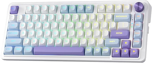Redragon K673 PRO Wireless 81-Key RGB Gasket Gaming Keyboard, Scroll Knob | Multi-Function Control Wheel, 0-Delay Tri-Mode, Cushioned 5-Layer Noise Dampening for Creamy Thocky Sound, Compact 80% Size by REDRAGON