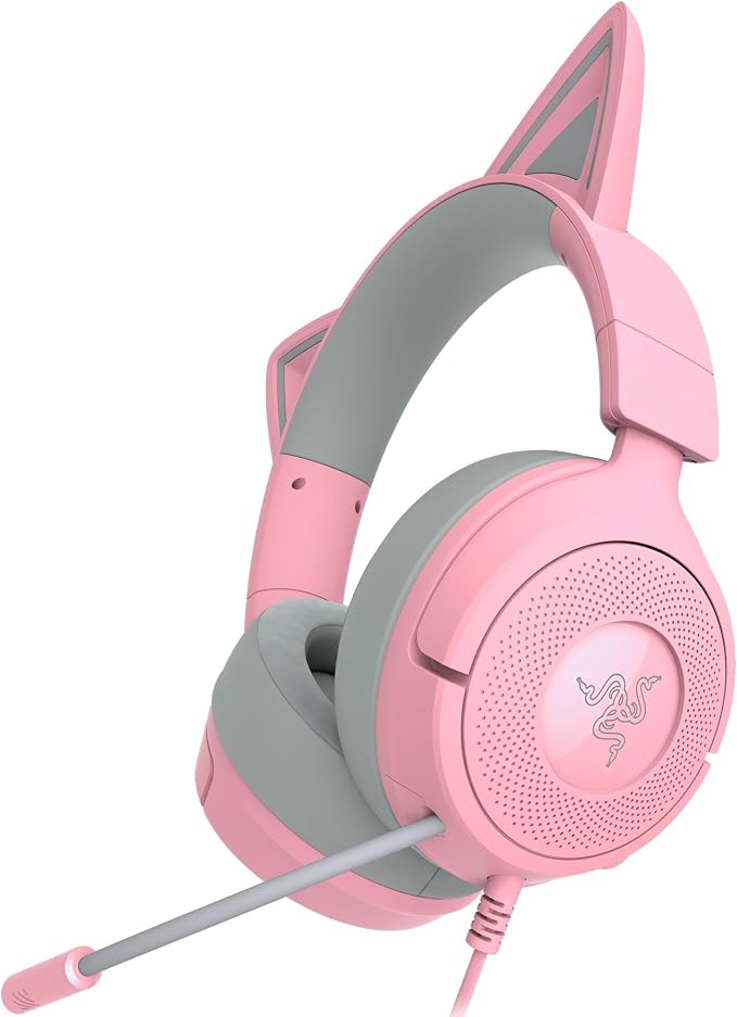 Razer Kraken Kitty V3 X Wired Gaming Headset, Kitty Ears, Pink | HyperClear Cardioid Mic, 40 mm Drivers, 7.1 Surround Sound, Comfy Ear Cushions, Cross-Platform via 3.5mm PC, PS5, Xbox by Unknown