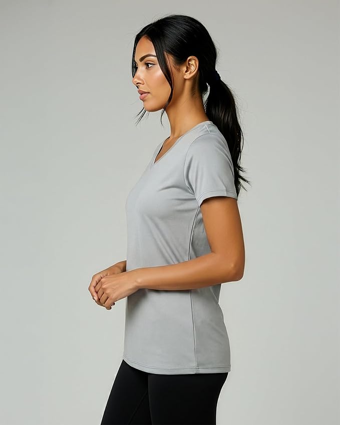 5 Pack Women's Dry Fit V Neck Workout Tops T Shirts Athletic Gym Yoga Tees | Available In Plus Size, Cooling Moisture-Wicking, Short Sleeve, Quick-Dry, Fitness, Stretch, Exercise, Running, Hiking - Image 8