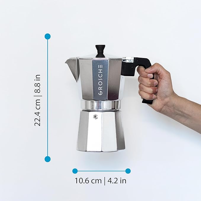 GROSCHE Milano Moka Pot | 9 Espresso Cup - 15.2 oz | Stovetop Espresso Percolator & Coffee Maker – Portable, Ideal for Home and Camping | Cuban Coffee Maker And Italian Moka Pot For Stovetop Espresso; For Gas, Electric, And Propane Stoves With A Soft-T... - Image 5