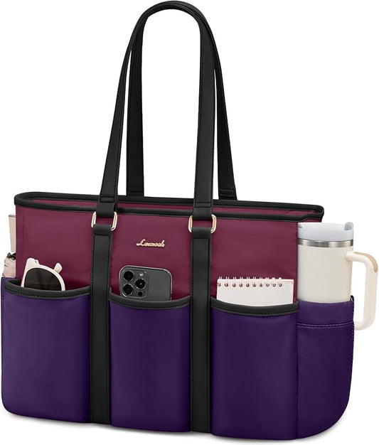 LOVEVOOK 17 Inch Laptop Tote Bag for Women Work, Teacher Tote Nurse Bag, Professional Utility Computer Bag For Work/Travel/College/Daily, Large Purse Handbag With Multi Pockets & Top Zipper by LOVEVOOK