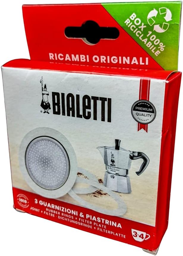Bialetti Spare Parts, Includes 3 Gaskets and 1 Plate, Compatible with Moka Express, Fiammetta, Break, Happy, Dama, Moka Melody, Alpina, Moka Timer and Rainbow (3/4 Cups) - Image 3