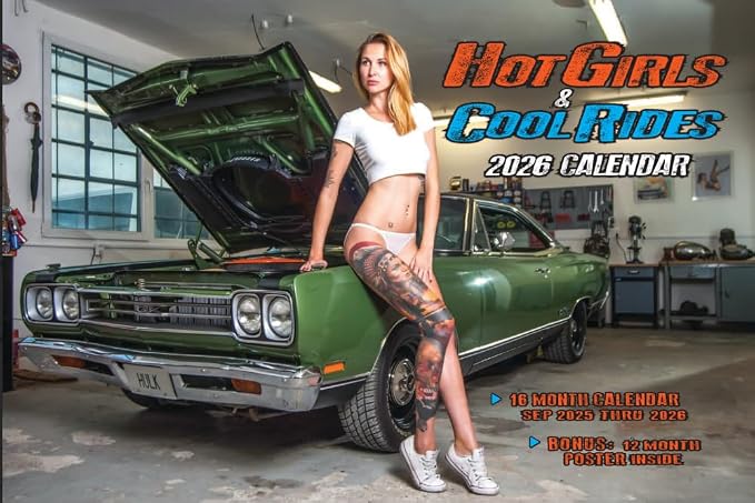 2026 Hot Girls & Cool Rides Deluxe Wall Calendar, with Free Poster, Pin Ups Cars Trucks - Image 6