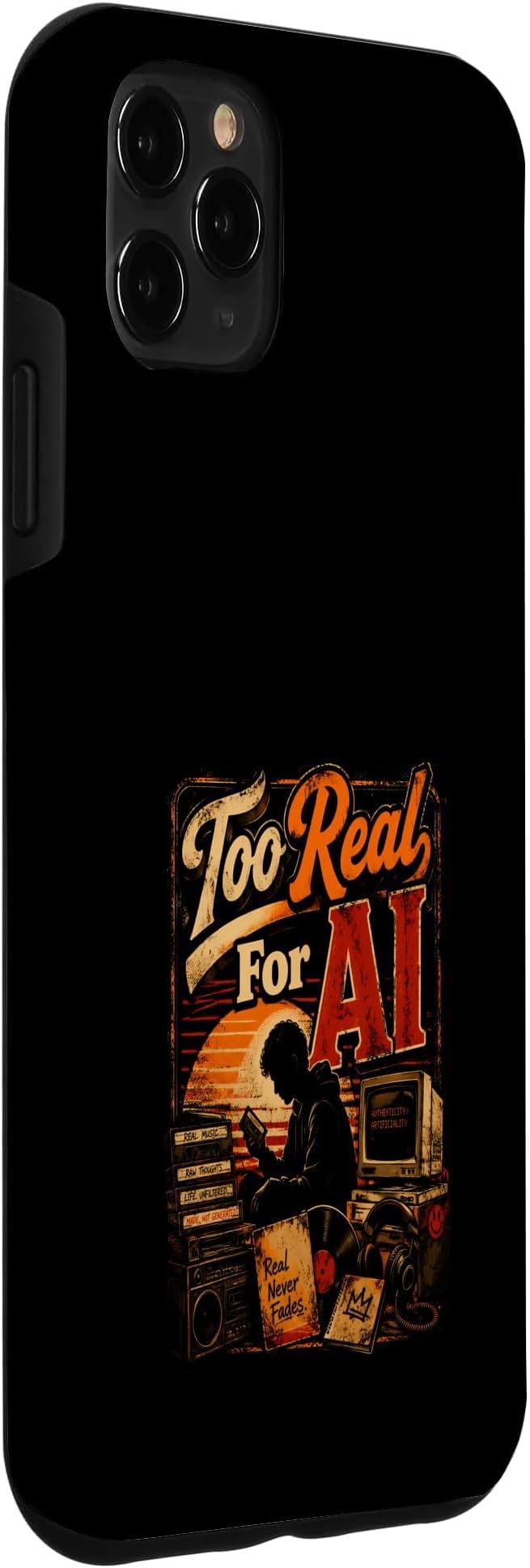 Too Real for AI - Authentic Music Lovers Case for iPhone 11 Pro Max - Image 3