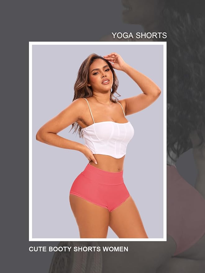 Cut Out Yoga Shorts Booty Butt Lifting Scrunch Shorts High Waisted Workout Gym Active Hot Pants - Image 4