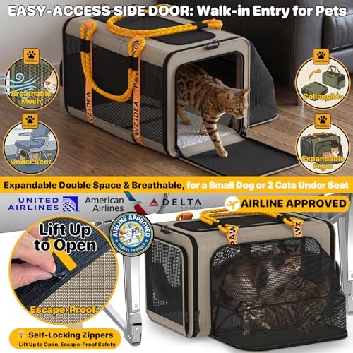 PAWZIDEA Expandable Pet Carrier for Small Cats & Dogs, TSA Airline Approved - Image 3
