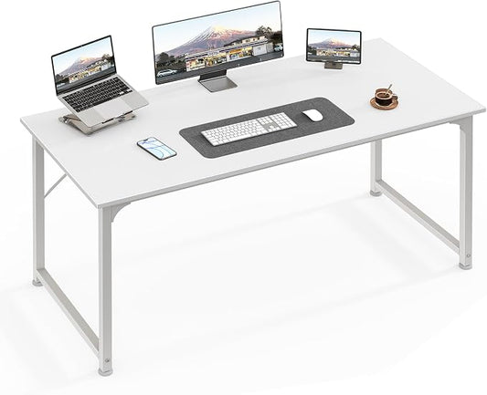 Huuger Computer Desk, 48 Inch Office Desk, Gaming Desk with Storage, Writing Desk Work Desk for Home Office, Study, Modern Simple Desk, Large Legroom, Metal Frame, White by Huuger