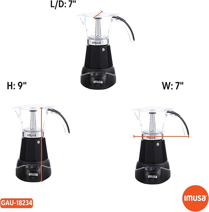 IMUSA 6 or 3 Cup Electric Espresso Maker with Cool-touch Handle, Black | Bare Cast Aluminum Finish, Detachable Cool-Touch Base, Ideal for Cuban Coffee, Perfect for Entertaining - Image 8