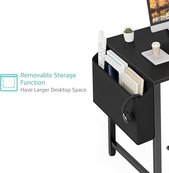 Lufeiya Small L Shaped Desk with Power Outlet Shelves, 40 Inch Corner Computer Desk for Small Space Home Office, L-Shaped Gaming Desk PC Desks with Charging Station, Black - Image 8