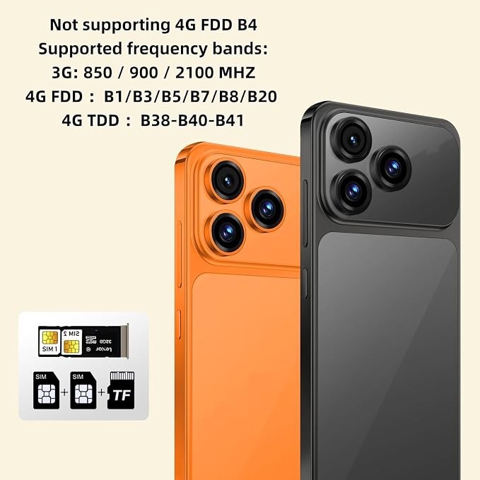 Unlocked 4G Android Phone, 5.0-inch Screen, 2GB RAM + 16GB ROM/TF 128GB, Dual SIM, Dual Camera, Suitable for Beginners (28orange) - Image 4