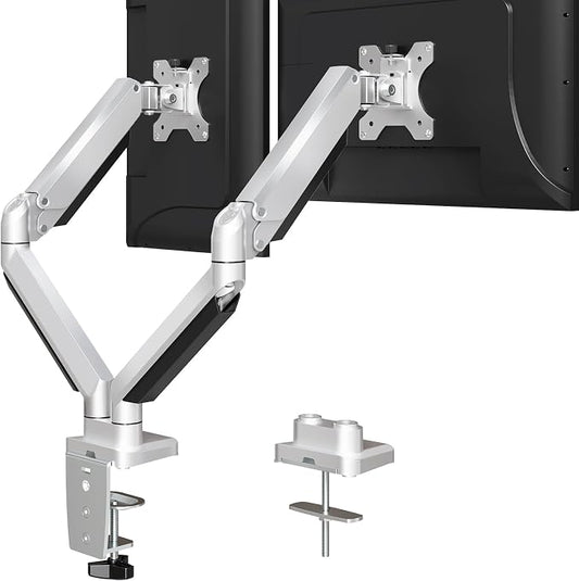 MOUNTUP Dual Monitor Desk Mount, Die-Cast Aluminum Fully Adjustable Double Monitor Arm, Computer Monitor Stand Fits 2 Screen 17 to 32 inch - Each Arm Holds 4.4-19.8LBS by MOUNTUP