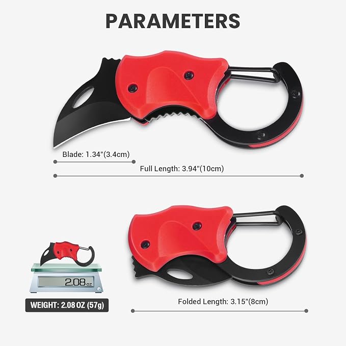 FUNBRO Cool Folding Knife Box Cutter, Edc Knives Tool | Small Pocket Knife for Men with 1.34 Inch Sharp Blade, Great Gift for Women Men (red) - Image 6