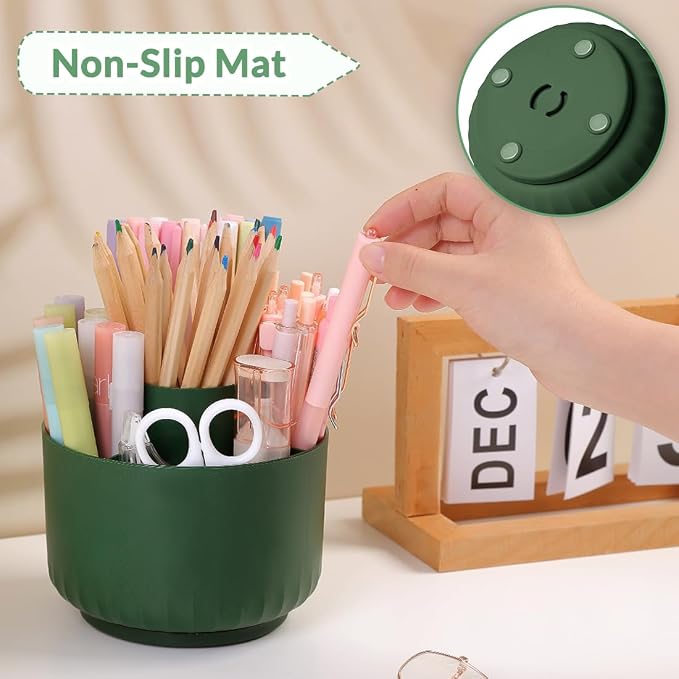 SKYDUE 360 Degree Rotating Desk Organizer, Dual-Purpose Pencil Pen Holder for Desk, Rotating Pencil Cup with Stickers, Office Supplies, Desk Decor for Office, School, Home - Image 2