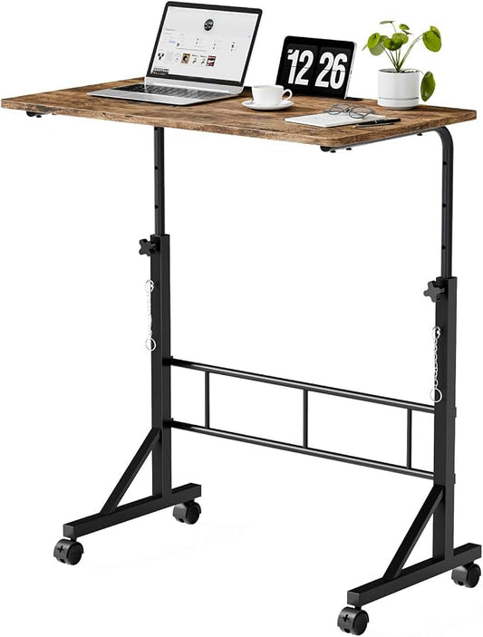 DUMOS 31.5" Walking Pad Desk, Laptop Desk, Home Office | Lockable Wheels, Adjustable Height, Portable Rolling Design, Treadmill Use, Stand Up Style, Rustic Brown by DumosLifestyle