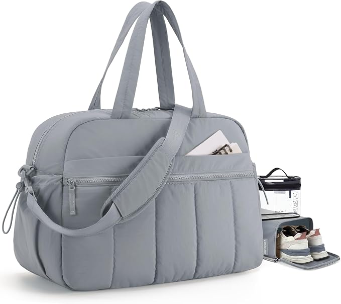 BAGSMART Duffle Bag for Travel, Gym Bag for Women, Weekender Carry on Bag | PVC Wet Pocket, Airline Approved Personal Carry-on Size, Fits Under-seat, One Bag for Gym, Travel, Hospital, Overnight by BAGSMART