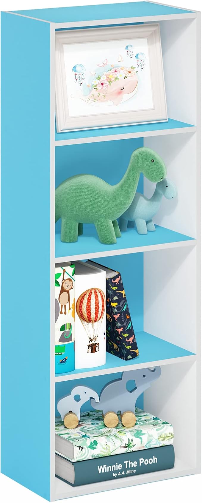 Furinno Luder Bookcase / Book / Storage, 4-Tier, Light Blue/White by Furinno-FitsYourSpaceFitsYourBudget