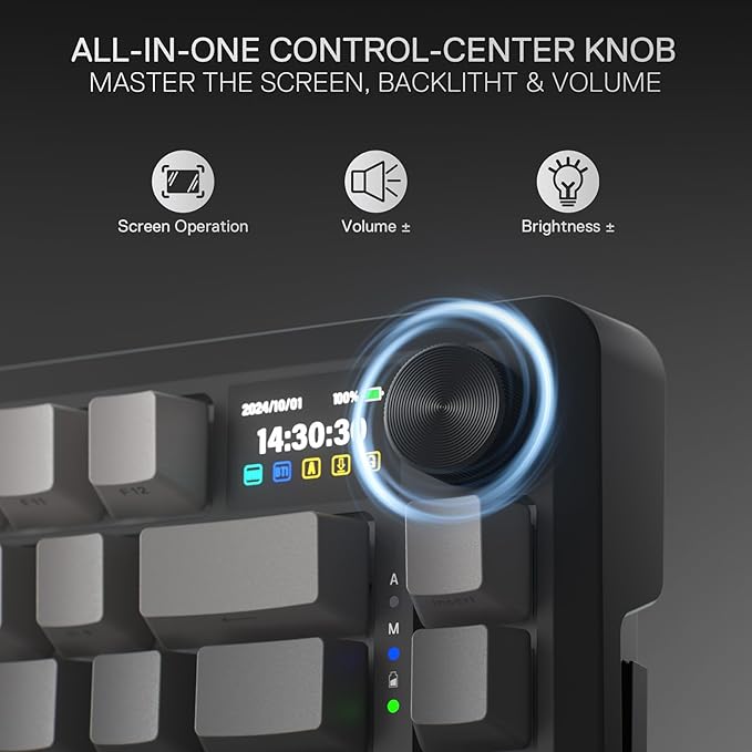Redragon K724 PRO Wireless 81-Key Gasket Gaming Keyboard, TFT Screen & Knob | Easy-Control LED Info Display, 0-Delay Tri-Mode, Cushioned 5-Layer Noise Dampening for Creamy Thocky Sound, Compact 80% Size - Image 5