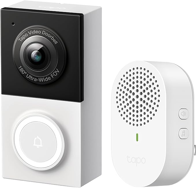 Tapo 2K Wired Smart Video Doorbell - 180 Ultra-Wide Field of View, Person/Vehicle/Package Detection, 2-Way Audio, Color Night Vision, Subscription-Free Local Storage or Optional Cloud, D130 by Unknown