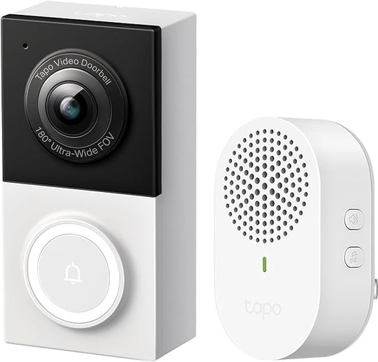 Tapo 2K Wired Smart Video Doorbell - 180 Ultra-Wide Field of View, Person/Vehicle/Package Detection, 2-Way Audio, Color Night Vision, Subscription-Free Local Storage or Optional Cloud, D130 by Unknown