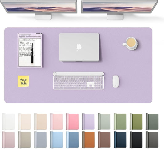 YSAGi Leather Desk Protector, Office Mat, Large Mouse Mat, Non-Slip PU Leather Blotter, Laptop Desk Pad, Waterproof Writing Pad for Office and Home (Light Purple, 47.2" x 23.6") by YSAGi