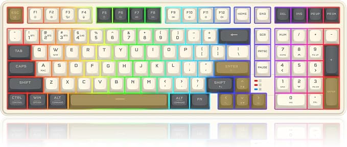 Redragon K528 Wireless Gaming Keyboard Bluetooth Computer Keyboards Creamy Cute with Number Pad RGB Backlit Tri-Mode BT/2.4GHz/USB-C, 4000mAh Battery for Win/MAC- Dusty Olive - Image 2