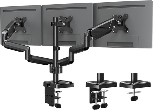 MOUNTUP Triple Monitor Mount, Triple Monitor Desk Mount for Max 27 inch Computer Screens, 3 Monitors Stand for Desk, Monitors Arm with Swivel, Tilt, Rotation, Each Arm Holds 4.4-19.8 lbs by MOUNTUP