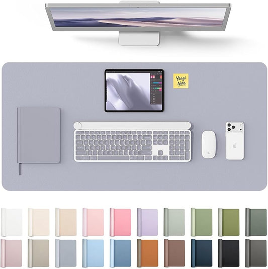 YSAGi Leather Desk Pad Protector, Office Desk Mat, Large Mouse Pad, Non-Slip PU Leather Desk Blotter, Laptop Desk Pad, Waterproof Desk Writing Pad for Office and Home (Soft Lavender, 31.5" x 15.8") by YSAGi