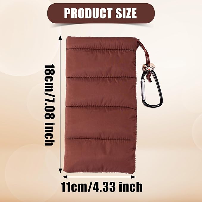Lyreh Thermal Phone Pouch, Down Cotton Warm Phone Case Cover Bags Prevents Freezing & Overheating Protector Cellphone Pouch with Carabiner Ideal for Outdoor Camping Hiking Skiing (Brown) - Image 2