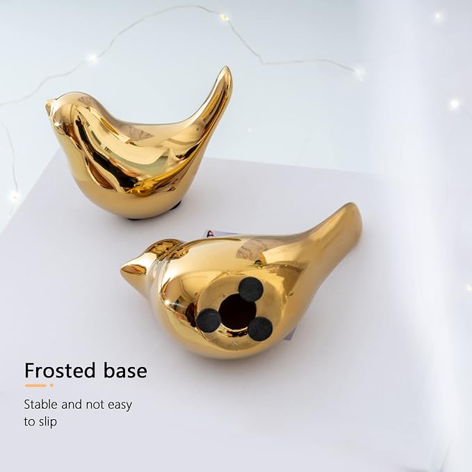 Notakia Small Birds Statues Home Decor Modern Style Decorative Ornaments for Living Room, Bedroom, Office Desktop, Cabinets (4Pcs Gold Birds) - Image 6