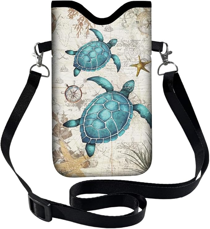 Neoprene Phone Sleeve Pouch with Adjustable Strap Neck Lanyard Fits Most Smartphones 7.1 x 3.9 Inch Phone Crossbody Sleeve Sea Turtle Waterproof Carrying Cellphone Case Bag for Women Men - Image 9