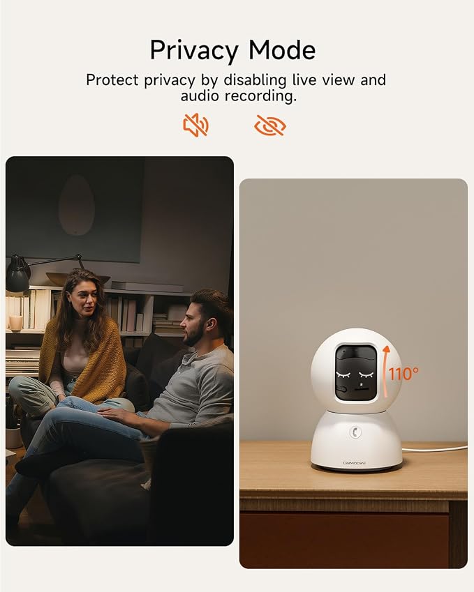 Smart 3K Indoor Dome Security Camera with AI Human/Pet/Facial Detection, 360° Pan-Tilt Coverage, 2-Way Audio, 2.4GHz 5GHz Dual-Band Wi-Fi - Includes 64GB SD Card & No Subscription Needed - Image 9