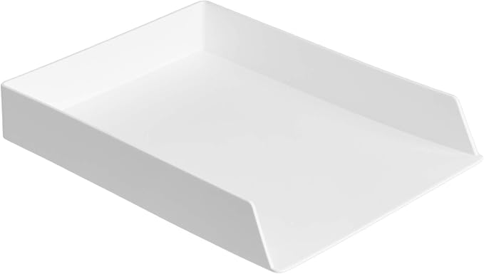 Amazon Basics Rectangular Plastic Desk Organizer Bundle, 3 Pieces Letter Tray and Accessory Tray for Office Supplies, Document Organization, Workspace Storage, 10 x 13.4 inches, White - Image 2