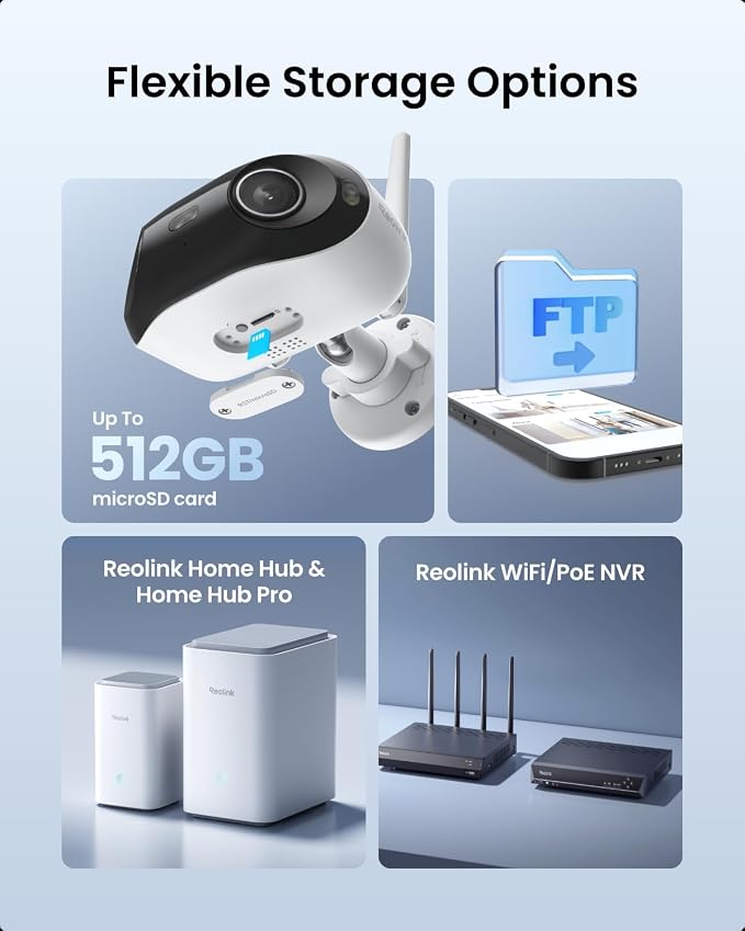 REOLINK 4K 8MP 180° Panoramic Security Camera with Dual-Lens, 2.4/5GHz Dual-Band Wi-Fi 6, Motion Track, Up to 512GB microSD Card Storage, Plug-in Power, Color Night Vision, Elite WiFi - Image 7