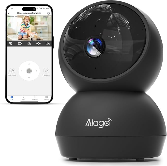 Security Camera, 2K HD Indoor Security Camera, 360 Degree Pan/Tilt Pet Camera 2.4G and 5G WiFi, Motion Detection, 2-Way Audio, Siren, Night Vision, Cloud SD Card Compatible Alexa Google Assistant by Alagabrandflagship