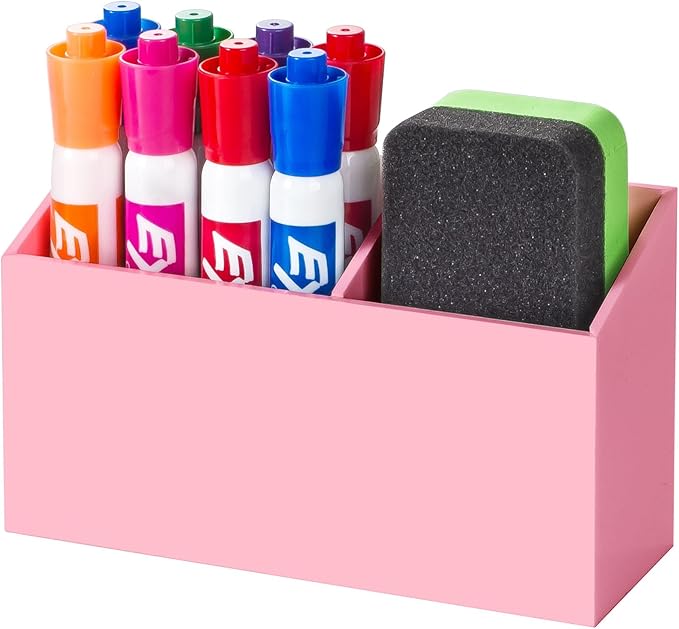 BEYGORM Magnetic Dry Erase Marker Holder for Whiteboard & Refrigerator | Non-slip Acrylic Pen Holder for Classroom, Fridge Magnet, Locker Organizer Accessories, Teacher & School Supplies(Pink) by BEYGORM