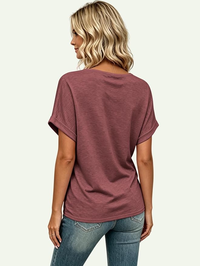 T Shirts Short Sleeve V Neck Tees Womens Tops Beach Vacation Fashion Clothes 2026 Casual Summer Spring Fall Outfits - Image 4