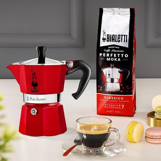 Bialetti - Moka Express: Iconic Stovetop Espresso Maker, Makes Real Italian Coffee, Moka Pot 6 Cups (6 Oz), Aluminium, Red - Image 3