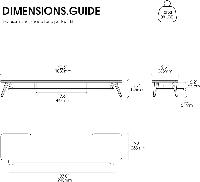 Fenge Dual Monitor Stand, Monitor Stands Riser for 2 monitors, 42.5 Inch Wood Desk Shelf with Storage Organizer and Cable Management for Office Desk Accessories - Image 3