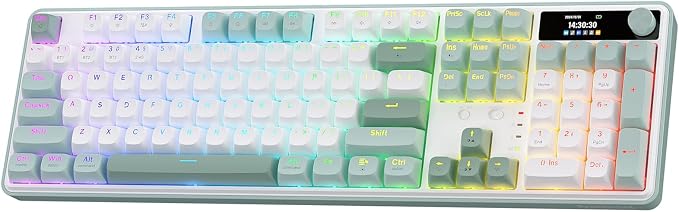 Redragon K761 PRO Wireless 104-Key Gasket Gaming Keyboard, Screen & Knob | Easy-Control LED Info Display, 0-Delay Tri-Mode, Cushioned 5-Layer Noise Dampening for Creamy Thocky Sound, Standard 104 keys by REDRAGON