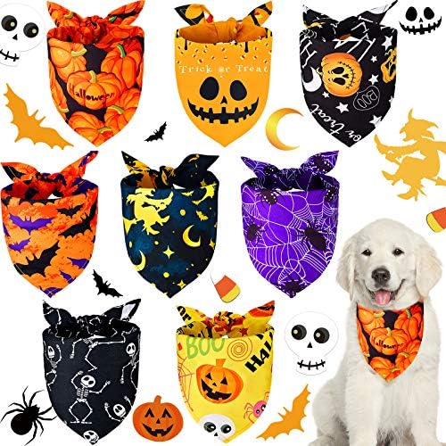 Weewooday 8 Pcs Halloween Dog Bandanas Adjustable Pet Scarf,Spider Style by Weewooday