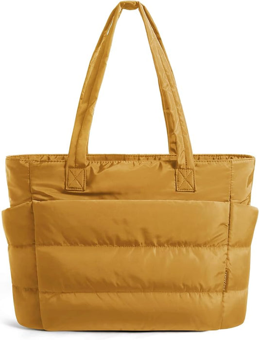 BAGSMART Tote Bag for Women, Lightweight Puffy Tote Bag with Compartments Shoulder Bag Handbag for Travel, Work, Gym | Lightweight by BAGSMART
