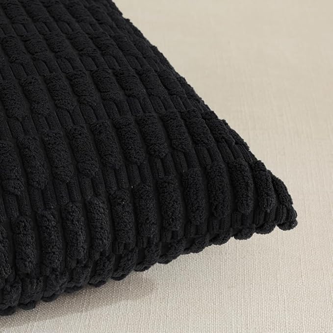 Fancy Homi 4 Packs Decorative Throw Pillow Covers for Living Room Couch Bed, Modern Farmhouse Boho Home Décor Accent Cushion Case, 14" x 14", Black - Image 4