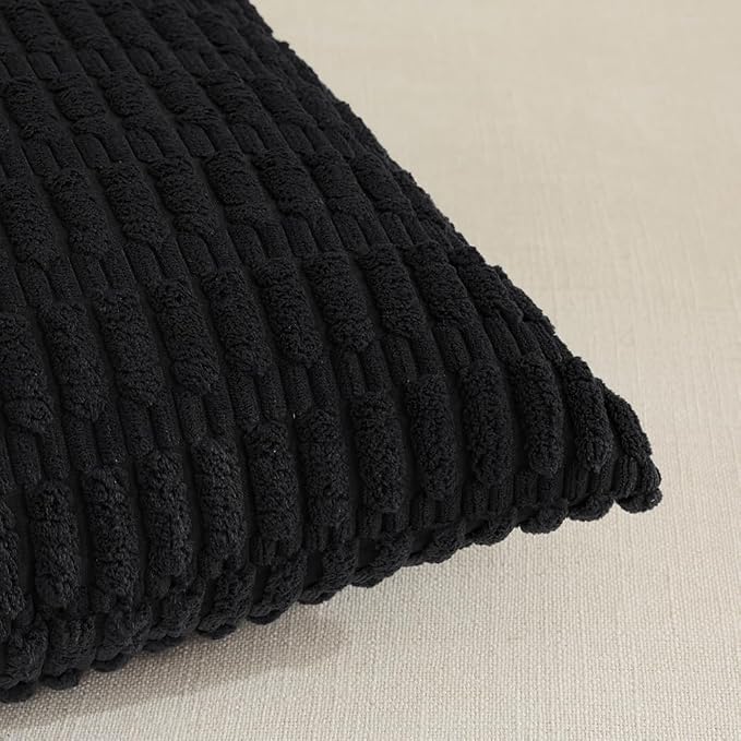 Fancy Homi 4 Packs Decorative Throw Pillow Covers for Living Room Couch Bed, Modern Farmhouse Boho Home Décor Accent Cushion Case, 22" x 22", Black - Image 4