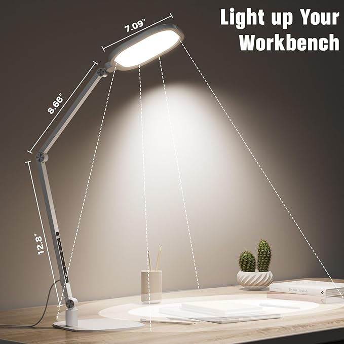 LitONES Eye-Care Desk Light for Video Calls Home Office-White | 15W LED Desk Lamp with CRI 97.8 Memory & Timer Function, 1200LM Dimmable Computer Light for Conference, Reading, Study - Image 5
