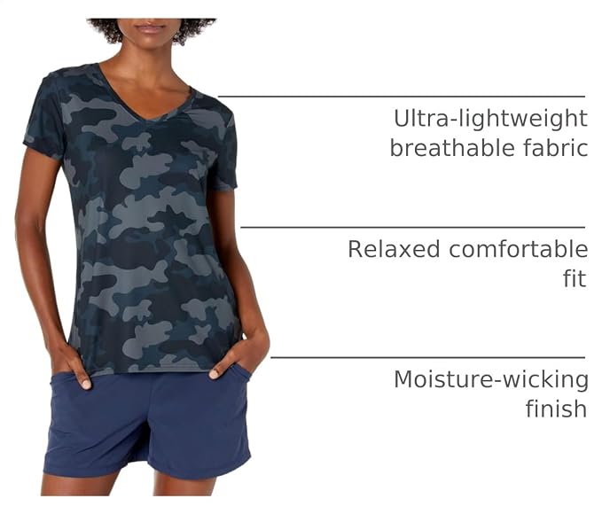 Amazon Essentials Women's Active Quick Dry Tech Stretch Short-Sleeve V-Neck T-Shirt (Available in Plus Size), Pack of 2 - Image 5
