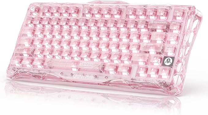 GravaStar Mercury K1 Lite 75% Wireless Mechanical Gaming Keyboard RGB | Gasket Mount, Hot Swappable Linear Switches, Creamy Sound Keyboard, 2.4GHz/USB-C/Bluetooth 5.0, for Win/Mac【Crystal Rose】 by GravaStar