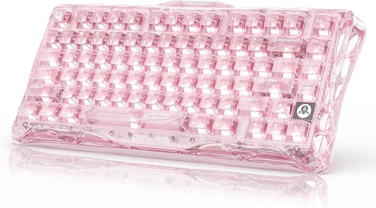 GravaStar Mercury K1 Lite 75% Wireless Mechanical Gaming Keyboard RGB | Gasket Mount, Hot Swappable Linear Switches, Creamy Sound Keyboard, 2.4GHz/USB-C/Bluetooth 5.0, for Win/Mac【Crystal Rose】 by GravaStar